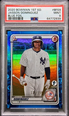 2020 Bowman 1st Jasson Dominguez!  1st Edition!  Blue Foil!  #/150 PSA 9 - Image 1 of 2