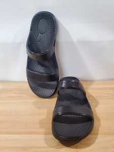 Spenco Orthotic Womens Slide Sandals Size 8 Black Rubber Comfort Beach "AS IS" - Picture 1 of 12