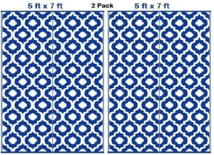 BalajeesUSA Outdoor Patio Rugs Reversible Waterproof Plastic Straw RVCamper Blue - Picture 1 of 22