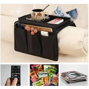 6-Pocket Armrest Organizer with Tray - Remote Control Caddy for Sofas, Couches - Picture 1 of 10
