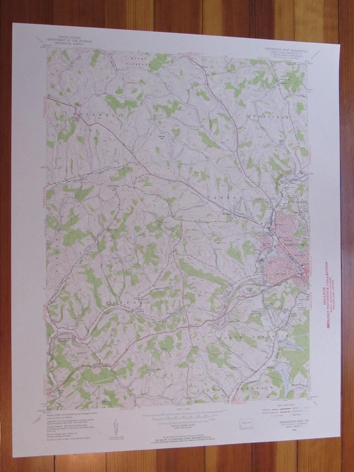 Mapa Topográfico USGS Washington West Pennsylvania 1955 Original Vintage Foto 1 de 1
