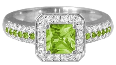 1.02ct Natürlich Rund Diamant 14k Weißgold Peridot Jubiläum Ehering - Bild 1 von 4