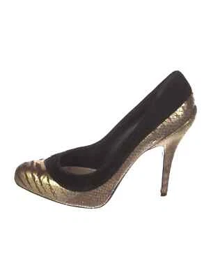 Christian Dior Pumps Womens 9 Gold Animal Print Leather Suede Trim Stiletto Heel - Image 1 of 4