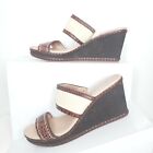 Tommy Bahama Kalawai Leather and Canvas Wedges Multi-Color Womens Sandal Size 9B