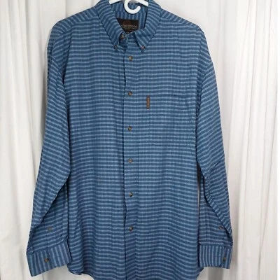 Weatherproof Mens Shirt XL Flannel Blue Striped Button Pocket - Image 1 of 4