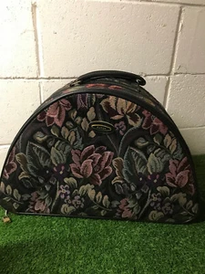 Large Retro Aston Hard Bodied Half Moon Tapestry Travel Weekend Vanity Case bag - Picture 1 of 10