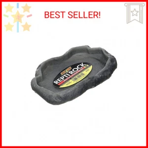 Zoo Med Reptile Rock Food Dish, Medium, 7.25"l x 6"w x 0.75"h, Colors may vary B - Picture 1 of 2