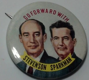 1972 Reproduktion von '52 Stevenson Kampagne Pin Zurück Button Sehr guter Zustand 1 3/8" Durchmesser - Bild 1 von 4