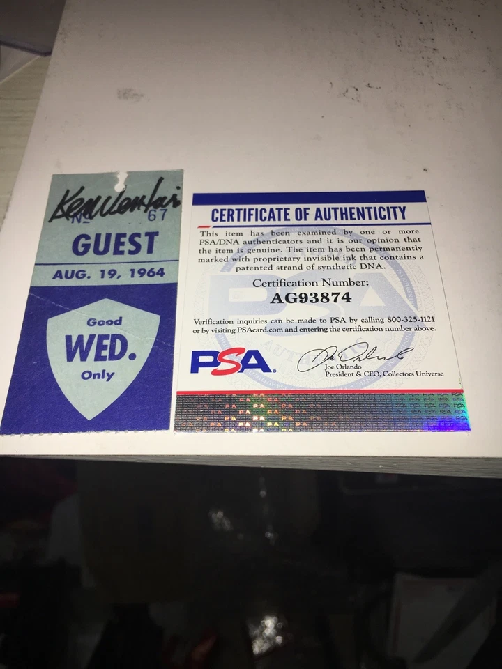 Билет победителя Кена Вентури 1964 American Golf Classic PSA DNA - Изображение 1 из 1