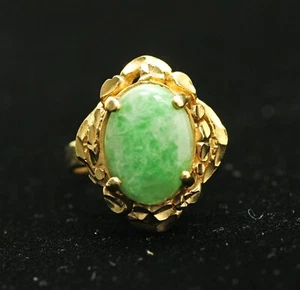 ANILLO DE JADE OVALADO DE ORO AMARILLO 18K DE COLECCIÓN 5,75US - Imagen 1 de 6