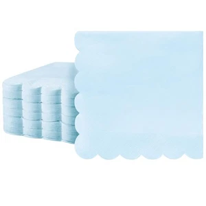 100 Pcs Scalloped Cocktail Napkins Thick Paper Disposable Party Napkins Bever... - Picture 1 of 6
