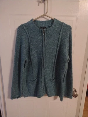 Apt 9 Teal Blue Cardigan Zip Up Knit Sweater - Image 1 of 4