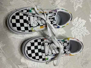 Kids Unisex Boys Girls Size 11 Missy Vans Ward Rainbow Checkered Sneakers . - Picture 1 of 9