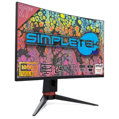 Monitor Curved Gaming 27 " 240HZ RGB Frameless Full HD With Crates HDMI Dp - Image 1 of 4