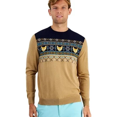 Club Room Fox Print Merino Wool Sweater Unisex Size L - Image 1 of 4