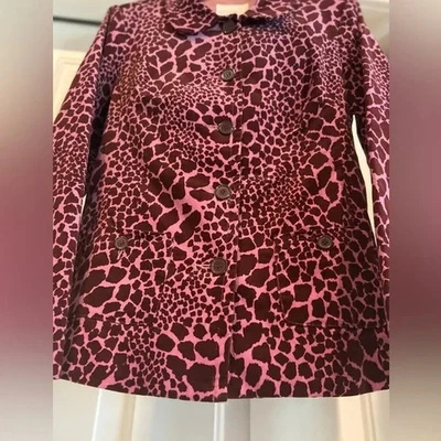 Susan Graver Style LEOPARD BURGUNDY PINK LINED JACKET  BLAZER 1X PLUS NWT BEAUTY - Image 1 of 4