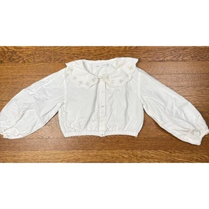 Zara Girls' White Collared Blouse Size 7 - Picture 1 of 4