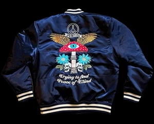 (MEN'S X-LARGE) PRIMITIVE ALTAR VARSITY JACKET NAVY SATIN LETTERMANS - Picture 1 of 8