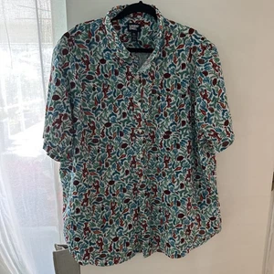 Lands End Seersucker Button Up Shirt Men's 2XL Colorful Lobster Ocean Pattern - Picture 1 of 7