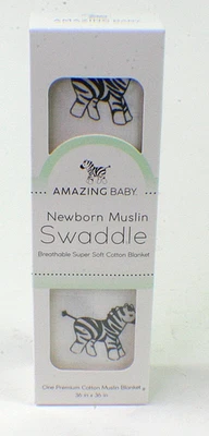 Удивительный Baby одеяло новорожденного муслин пеленки зебры 100% хлопок 36 «X 36» новый - Изображение 1 из 4