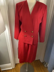 KASPER BY ASL VINTAGE DOUBLE BREAST SKIRT SUIT-100% WOOL-SIZE12-NWOT-A CLASSIC! - Picture 1 of 10