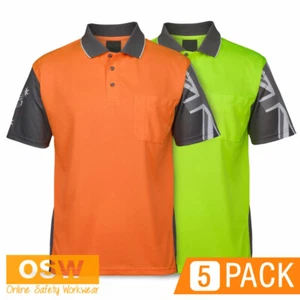 5 X HI VIS SAFETY SOUTHERN CROSS QUICK-DRY UNIFORMS BREATHABLE WORK POLO SHIRTS - Picture 1 of 9