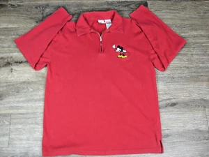Maglia The Disney Store Topolino 1/4 zip manica lunga rossa ricamata med - Foto 1 di 8