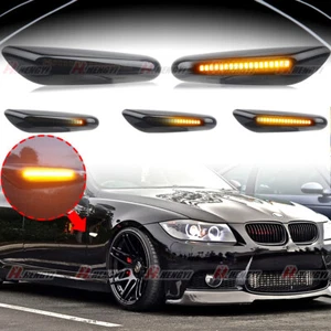 For BMW E60 E82 E83 E90 E92 E46 LED Side Marker Turn Signal Lights Dynamic Smoke - Foto 1 di 6
