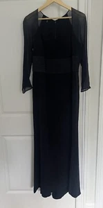 Maxi Vestido/Vestido Escada Vintage Seda Mujer Talla XL (46) Mangas Malla Azul Marino - Imagen 1 de 13