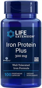 IRON PROTEIN PLUS WHOLE BODY IMMUNE HEALTH 300mg 100 Capsule LIFE EXTENSION - Picture 1 of 10