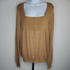 BCBGMAXAZRIA Button Up Toast Glitter Sweater Size L New with Tags MSRP $140.00