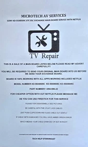 SONY KD-55X8509C 05C 07C 1-894-596-22 MAIN BOARD EXCHANGE SERVICE WITH NETFLIX - Picture 1 of 5