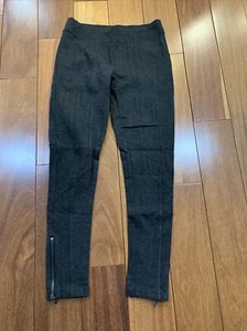 Blue Saks Fifth Avenue Charcoal Ponte Knit Leggings Pants w/Silver Zipper Small - Picture 1 of 4