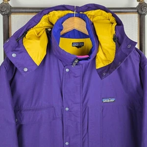 VTG PATAGONIA Mens Size Large Insulated Mountain Parka Jacket Hooded Purple Ski - Picture 1 of 17
