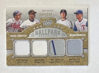 2009 UD Ballpark Collection Quad Swatch Jersey Escobar Mora Tulowitzki 109/500 - Image 1 of 2
