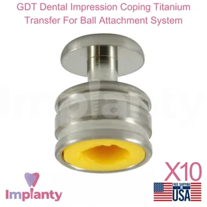 Transferencia de titanio para afrontamiento de impresiones dentales 10x GDT para sistema de fijación de bolas - Imagen 1 de 4