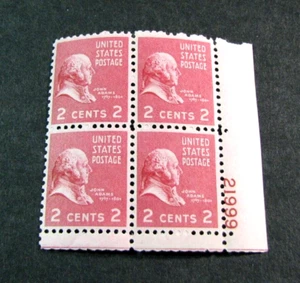 US Plate Block Stamp Scott# 806 John Adams (Durland) 1938 MNH L725 - Picture 1 of 1