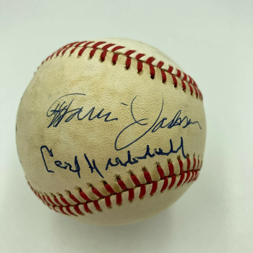 Travis Jackson Carl Hubbell Bill Terry New York Giants HOF Signed Baseball JSA - Image 1 of 4