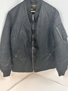 Vtg THE COCKPIT USA Black Nylon Bomber Flight Jacket, SIze XL Rare - Picture 1 of 12