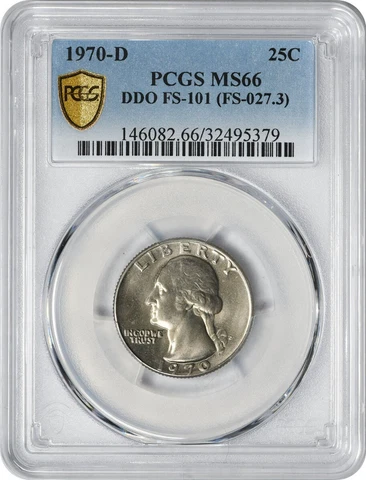 1970-D Washington Quarter DDO FS-101 MS66 PCGS Cover
