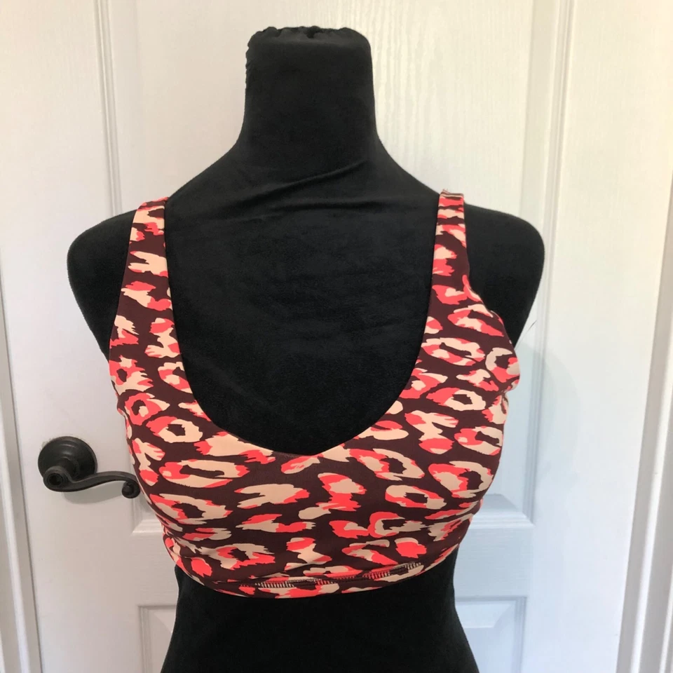 Offline By Aerie Womens Medium Support Sports Bra S Nylon Elastane Leopard Print