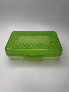 Vintage Plastic Pencil Box /w Hatch Latching Lid GREEN Unbranded - Picture 1 of 4