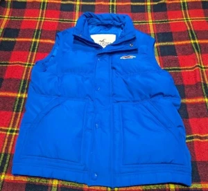 Hollister Chaleco a Presión con Cremallera Para Hombres Azul Cuello Simulado Preppy Abajo Chaqueta acolchada Talla L - Imagen 1 de 5