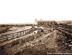 Santa Barbara, California Mission and Church - 1876 - Historischer Fotodruck - Bild 1 von 1