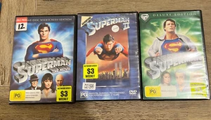 Superman The Movie + Superman 2 & 3 Christopher Reeve Region 4 DVD Set - Picture 1 of 5
