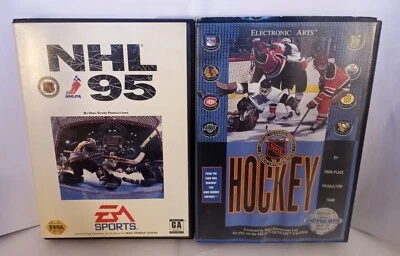 Sega Genesis Sports Game Lot of (2) EA Sports NHL 95, NHL Hockey Both COMPLETE - Image 1 of 4