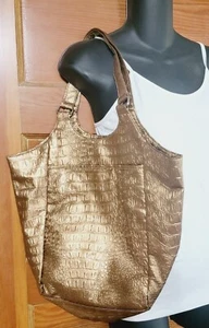 Bolso de mano retro grande vintage Cato, bronce metálico, 12 x 14, brillante - Imagen 1 de 6