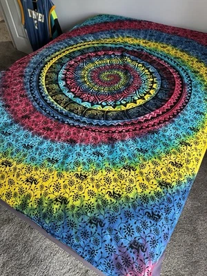 Tie Die Banner Elephants 72” By 54” Tapestry? - Image 1 of 4