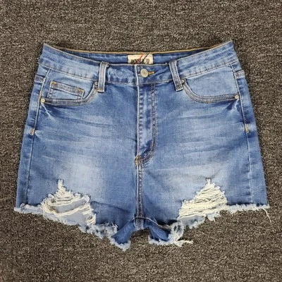 Jean Shorts Womens Medium Blue Denim Blvd Cutoff Distressed High Rise 28x2.5 - Image 1 of 4