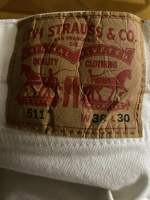 Pantalón de mezclilla informal recto calce ajustado elástico blanco 511 para hombre talla W38 L30 Foto 1 de 4